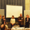 Helene Hellmark Knutsson (Minister för högre utbildning och forskning), Penilla Gunther (Kristdemokraterna), Betty Malmberg (Moderaterna), Anders W Jonsson (Centern), Barbro Westerholm (Folkpartiet, mottagare av Forska!Sveriges utmärkelse till politiker 2014) och Carl Johan Sundberg (Karolinska Institutet, ordförande Forska!Sverige)